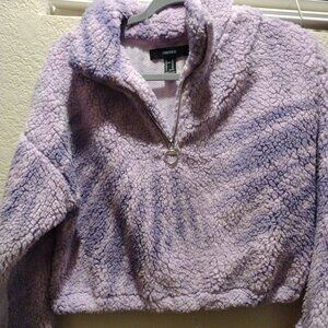 Forever 21 Lavender Sherpa Fleece Half-Zip Pullover